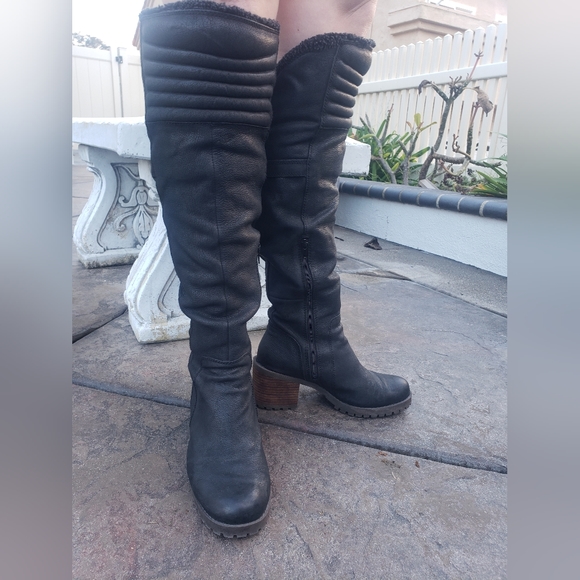 Lucky Brand Narlee Black Moto Lug Boots, Over-knee - Picture 4 of 7